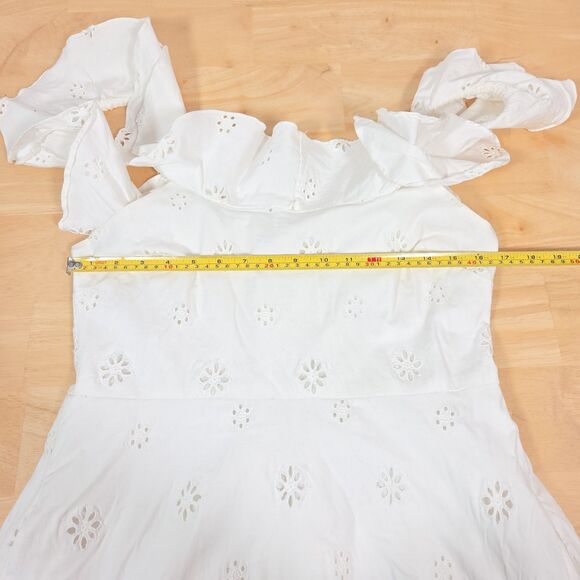 Forever That Girl Ruffled Eyelet Square-Neck Dress Women's Sz L Anthropologie - Picture 4 of 13
